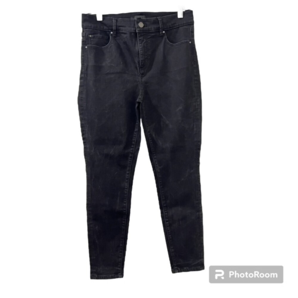 Ann Taylor Petite Womens Black Faded Mid Rise The Skinny Denim Jeans Size 10P